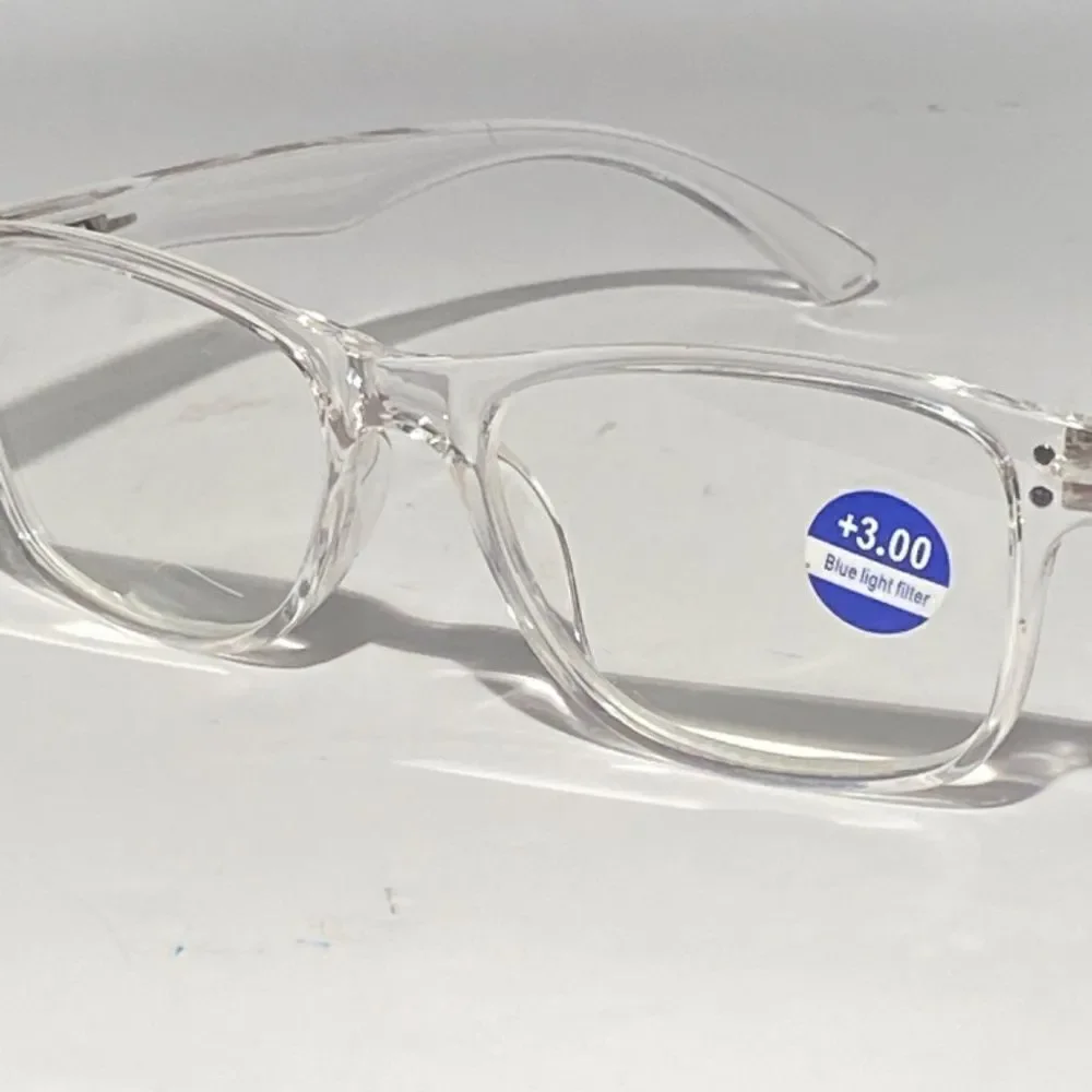 1444 Helen Reading Glasses 3.0 Readers Bluelight Filter Clear Frame NWT